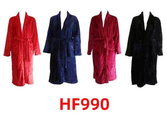 Adult Solid Color Velvet Warm Cozy Pajama Bath Robe Wholesale HF990