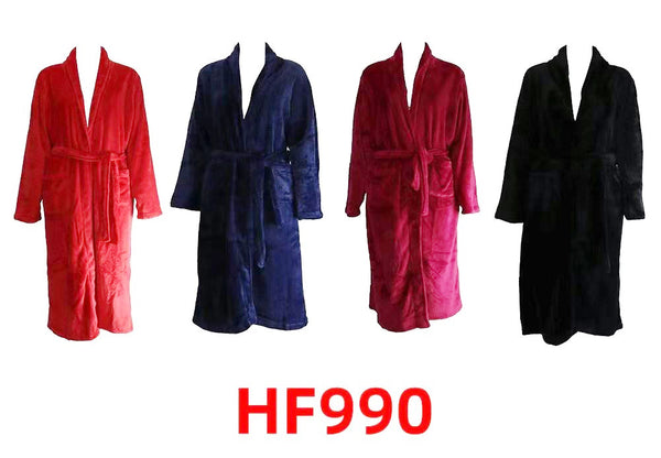 Adult Solid Color Velvet Warm Cozy Pajama Bath Robe Wholesale HF990