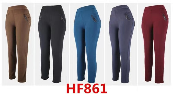 Lady Girl Winter Warm Solid Pants Leggings Fur Lining HF861 - OPT FASHION WHOLESALE
