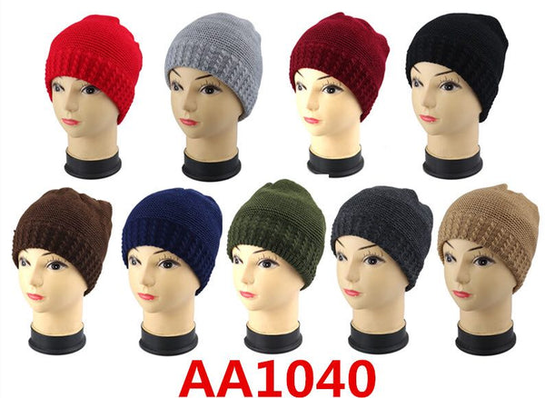 Wholesale Cable Knit Fur Lining Beanie Hats AA1040 - OPT FASHION WHOLESALE