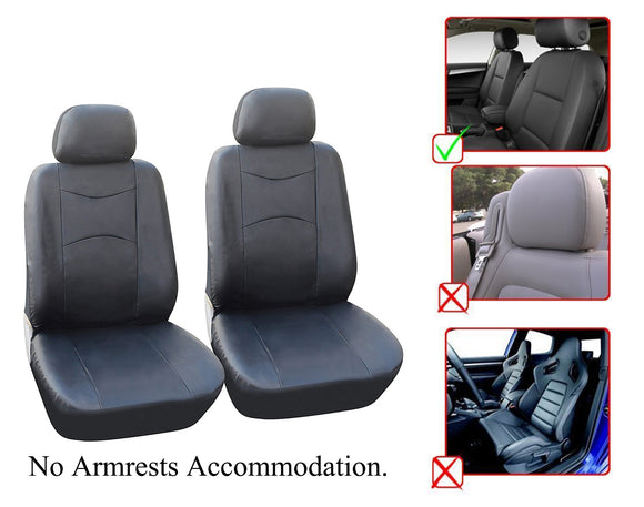 Volkswagen Beetle Passat Touareg Jetta Tiguan GTI Golf e-Golf Golf SportWagen 2 Front Bucket Vinyl Leather Car Seat Covers - OPT FASHION WHOLESALE