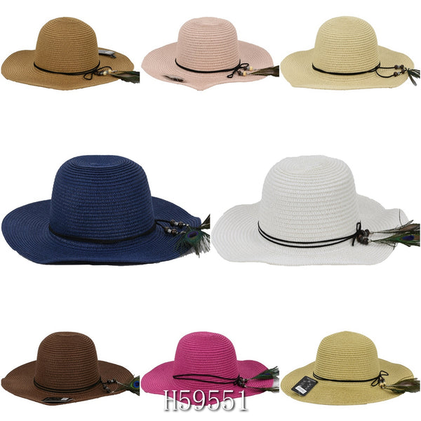 Wholesale Summer Sun Straw Bucket Hat Floppy Beach Cap, ‎H59551 - OPT FASHION WHOLESALE