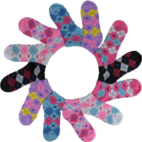 Wholesale 12 Pairs Lady Girls Ankle Socks Low Cut Assorted Colors S18353 - OPT FASHION WHOLESALE
