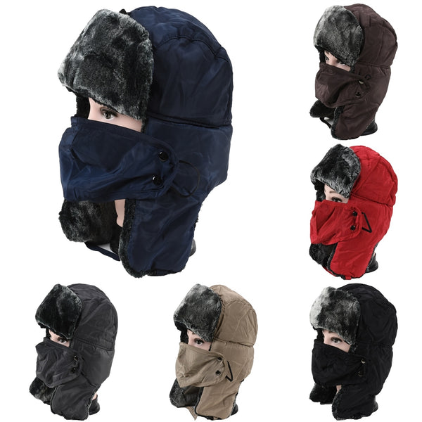 Trapper Aviator Trooper Russian Earflap Ski Hat With Face Mask, H53087/AA952 - OPT FASHION WHOLESALE