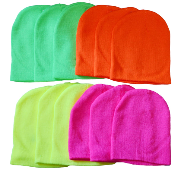 Wholesale Neon Knit Ski Hat Short Beanie, H8005 - OPT FASHION WHOLESALE