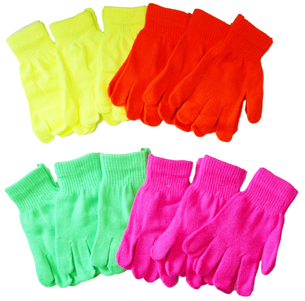 Neon Colors Fluorescent Magic Knit Gloves One Size Fits All G9101 - OPT FASHION WHOLESALE