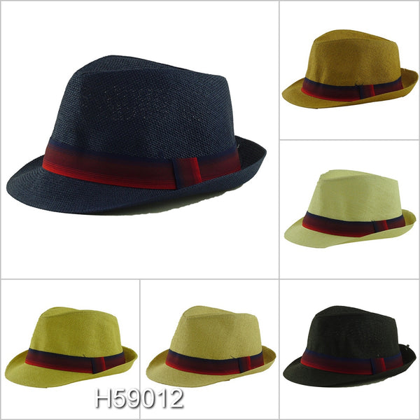 Wholesale Summer Straw Fedora Hats Unisex H59012 - OPT FASHION WHOLESALE