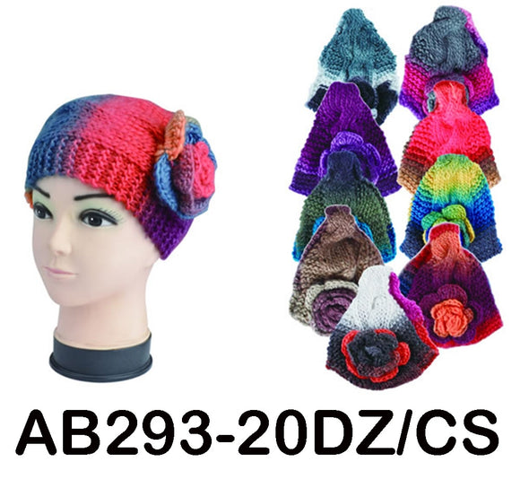 Handmade Headwear Flower Crochet Knit Multi Color Headwrap Headband AB293 - OPT FASHION WHOLESALE