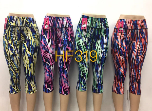 NYC Wholesale Yoga Gym Capri Sports Leggings, HF319 - OPT FASHION WHOLESALE