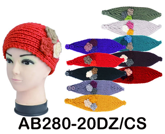 Handmade Headwear Flower Crochet Knit Headwrap Headband Ear Warmer AB280 - OPT FASHION WHOLESALE