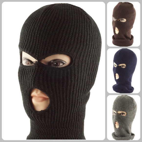 Wholesale Knit Ski Face Balaclava Mask Tri-hole High Quality Black Color H53001 - OPT FASHION WHOLESALE