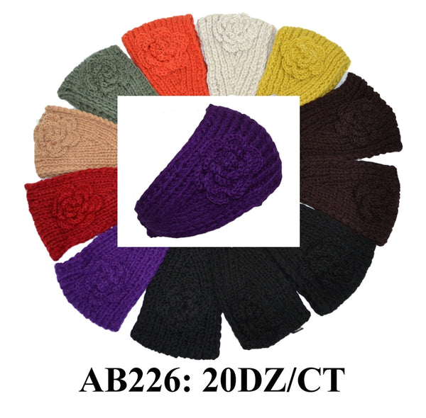 Handmade Headwear Flower Crochet Knit Headwrap Headband Ear Warmer AB226 - OPT FASHION WHOLESALE
