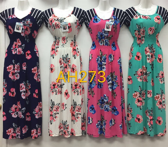 NYC Wholesale Fashion Long Maxi Flower Dresses Summer Sundresses, AH273 - OPT FASHION WHOLESALE