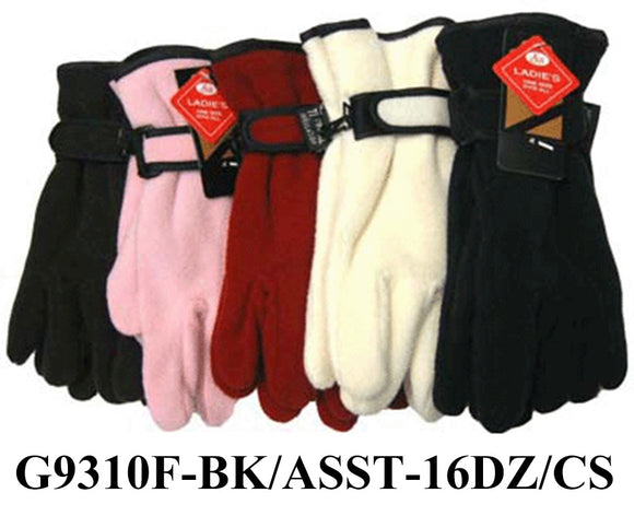 Lady Fleece Insulation Gloves Velcro Strap High Quality G9310F - OPT FASHION WHOLESALE