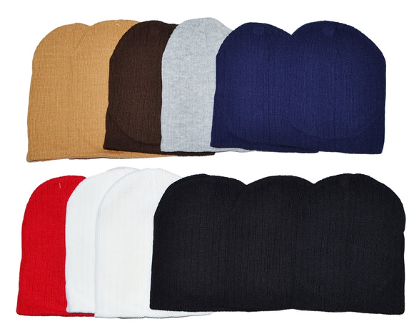 Wholesale Ribbed Knit Solid Short Beanie Hats H8007 - OPT FASHION WHOLESALE