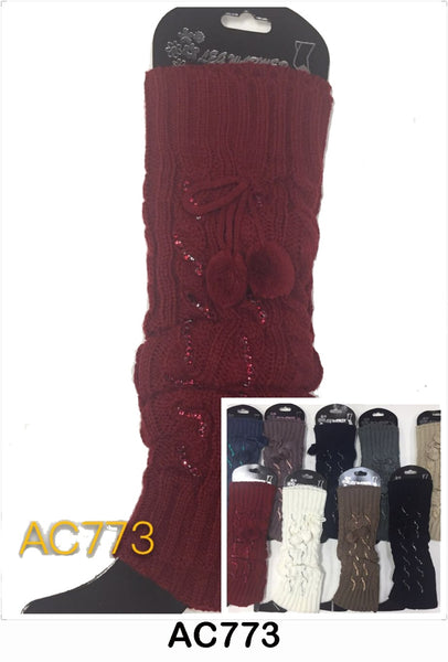 Wholesale Cable Knit Long Leg Warmers Boot Cuffs AC773 - OPT FASHION WHOLESALE