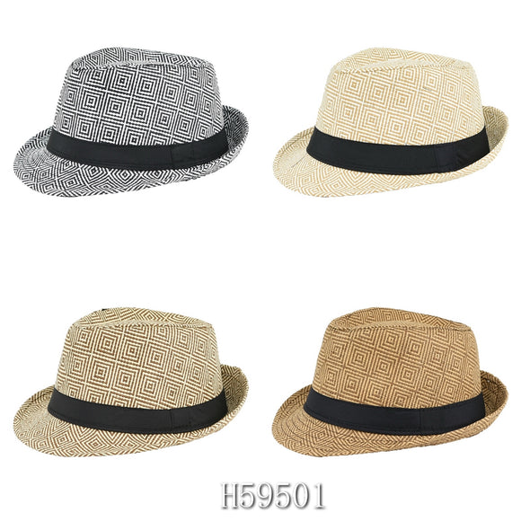 Wholesale Summer Sun Straw Fedora Hats H59501 - OPT FASHION WHOLESALE